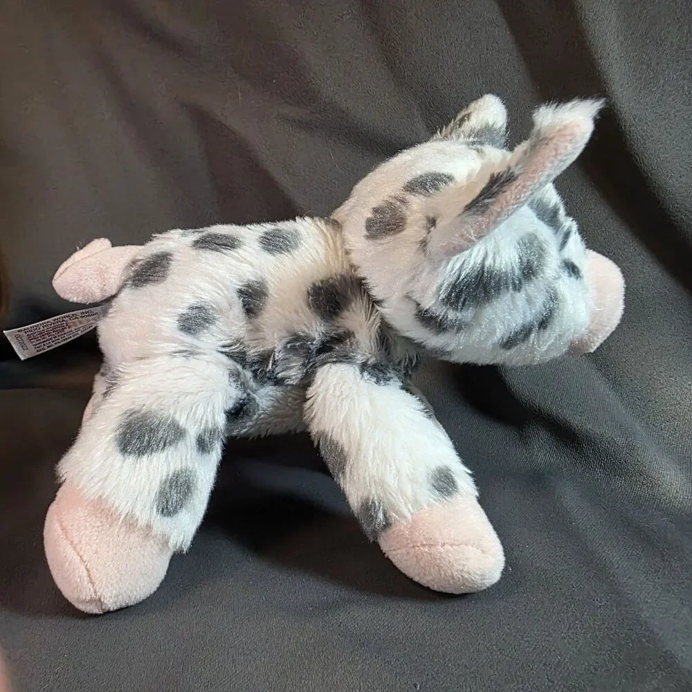 Aurora Mini Flopsies PIG 8in White with Gray Spots Plush Pink Snout Ears Hooves
